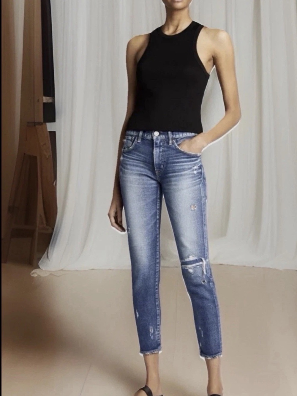 MOUSSY VINTAGE Jeans Womens Size 28 Dark Wash Lenwood Ankle Distressed Skinny